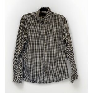 BLACK BROWN 1826 Mens Gingham Button Down Shirt Long Sleeve Casual Classic Fit M